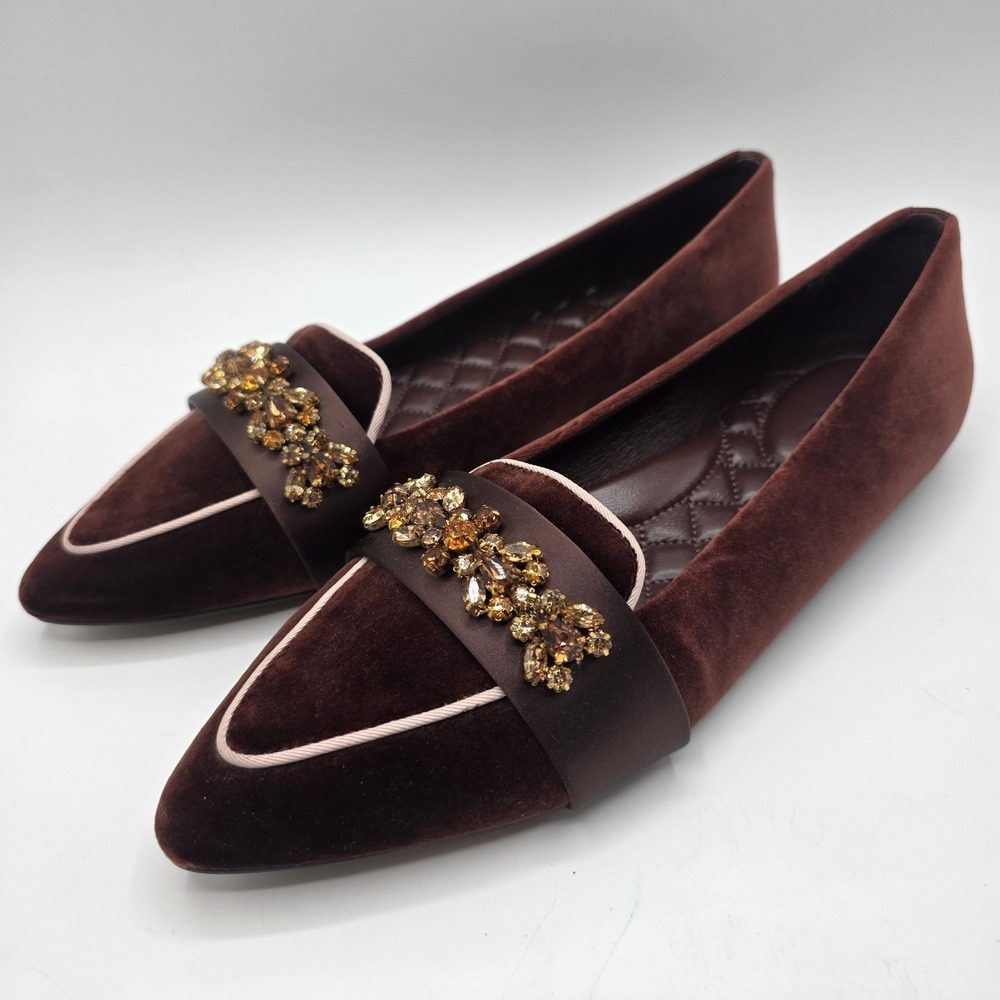Women's Birdies The Sparrow Brandy Velvet Jewel Flats Point Toe Sz 7.5 Old Money